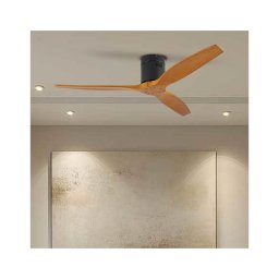 ZEVENTI - Ventilador de teto SPELLO Wi-Fi Tuya preto/carvalho + controlo remoto