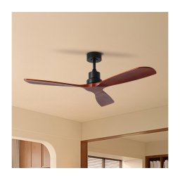 ZEVENTI - Ventilador de teto LIONI Wi-Fi Tuya preto/carvalho + comando remoto