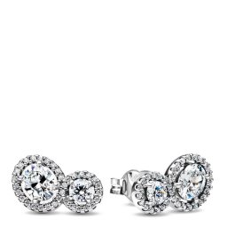 Pandora Brincos Halo and Hug Stud Earrings 293774C01