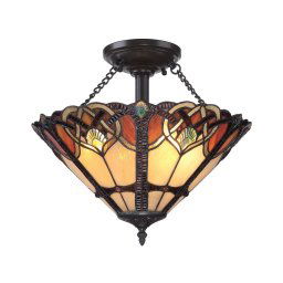 Quoizel QZ-CAMBRIDGE-SF - Candeeiro de tecto Tiffany CAMBRIDGE 2xE27/100W/230V