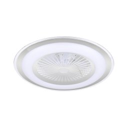 Luminária de teto LED dimmável ZONDA 48W 230V prata c/ ventilador + controle