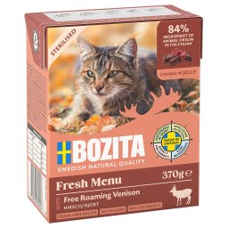 6x370g Sterilised com cervo pedaços gelatina Bozita comida húmida gatos