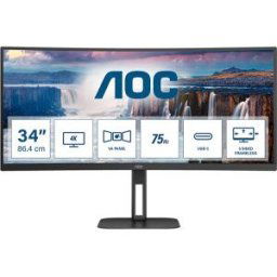 Monitor Profesional Ultraparonámico Curvo Aoc Cu34v5c/bk 34'/ Wqhd/ Multimedia/ Negro