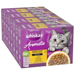 48x85gAves em molho 1+ Aromatic Selection Whiskas comida húmida gatos
