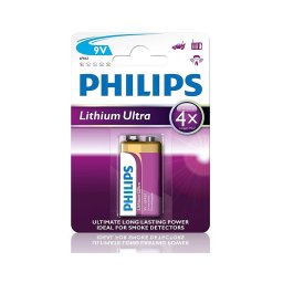Philips 6FR61LB1A/10 - Célula de lítio 6LR61 LITHIUM ULTRA 9V 600mAh