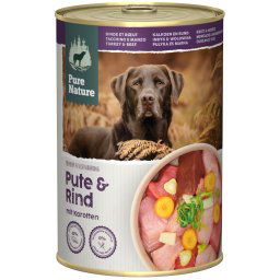 6x400g peru e vaca Adult Pure Nature omida húmida para cães