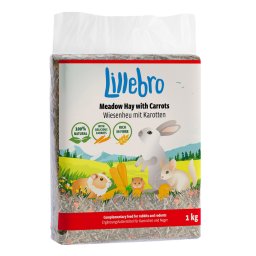 1kg Feno do prado com cenoura Lillebro para roedores e coelhos