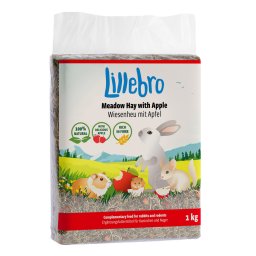3x1kg Feno do prado com maçã silvestre Lillebro para roedores e coelhos