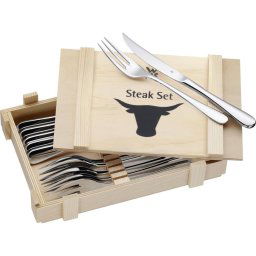 WMF - Conjunto de talheres para carne numa caixa de madeira 12ks