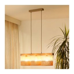 Brilagi - Candeeiro suspenso FOREST 3xE27/15W/230V pinho/bege/creme