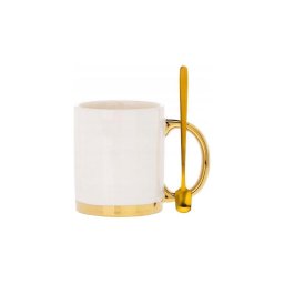 Caneca com colher LANA creme/dourado