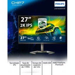 Monitor Philips - 27" 2K IPS / 170Hz / 1ms / Hub USB / Freesync Premium - 27M1N5500ZA/00