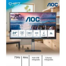 Monitor AOC - 24" Full HD IPS / 4ms / 75Hz / HUB USB / COLUNAS - 24V5C