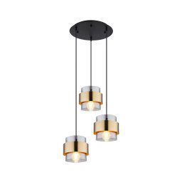 Globo 15560-3H - Candelabro suspenso MILEY 3xE27/60W/230V preto/latão