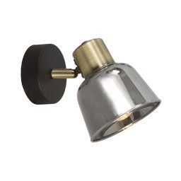Klausen KL161005 - Foco de parede SMOKY 1xE14/9W/230V preto/latão/cinzento