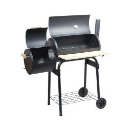 Grelhador de carvão vegetal com fumeiro preto/ madeira