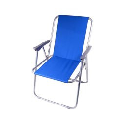 Cadeira de campismo dobrável azul/cromada mate