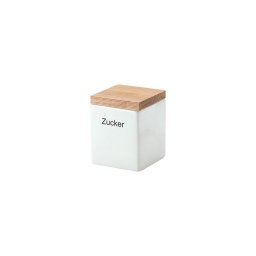 Continenta C3912 - Caixa para alimentos em cerâmica com tampa 10x10x12,5cm borracha de figueira