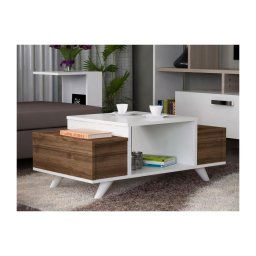 Mesa de centro ERIBERTO 43,8x90 cm castanho/branco