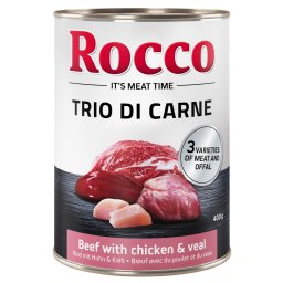 24x400g Vaca com frango e vitela Trio di Carne Rocco Classic latas cães