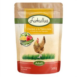 6x300g frango à valenciana Lukullus saquetas para cães