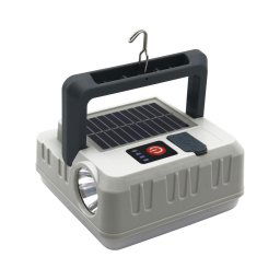Lâmpada solar LED 1W 5,5V 8000K IPX4 1200mAh cinza com powerbank