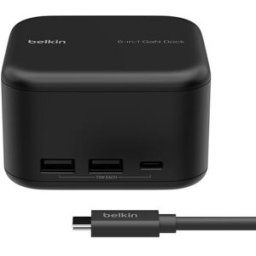 Belkin Base de Carregamento Connect 6 em 1 USB+USB-C +HDMI +RJ45 - Preto