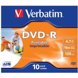 Verbatim DVD-R 4,7GB 16x Cake 10uni Printable