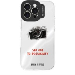 Puro Capa TPU Case and Me Emily in Paris para iPhone 16 Pro Max - Transparente/ Preateado Espelhado (Máquina Fotográfica)