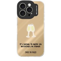 Puro Capa TPU Case and Me Emily in Paris para iPhone 16 Pro- Transparente / Texto It's Illegal to Work On Weekends In France