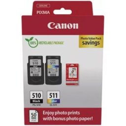Canon Pack Tinteiros PG-510 (BK)/CL-511(Cor) + Papel Fotográfico