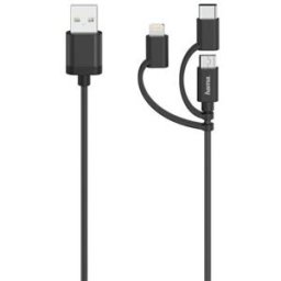 Hama Cabo de Dados USB 3em1 Micro-USB / USB-C/Lightning 0.75m Preto