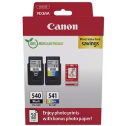 Canon Pack Tinteiros PG-540 - Preto + CL-541 - Cor + Papel Fotográfico Brilhante