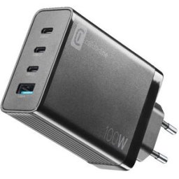 Cellular line Carregador Cellularline Nano Gan 3x USB-C + 1x USB-A 100W Preto