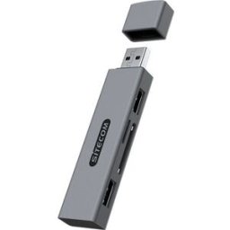 SiteCom Leitor de Cartões MD-1013 USB com 2 portas USB - Cinzento