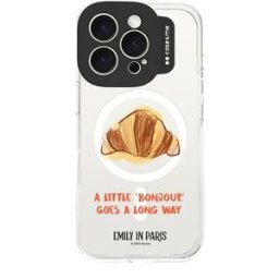 Puro Capa TPU Case and Me Emily in Paris para iPhone 16 Pro- Transparente / Texto A Little Bonjour Goes a Long Way