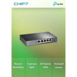 ROUTER BROADBAND 5P GIGABIT MULTIWAN VPN, TP-LINK ER605 - 5 PORTAS RJ45, MAX 4 WAN, VPN SERVER, SUPORTA GESTAO OMADA SDN