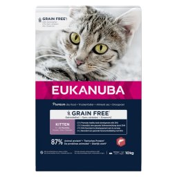 2x10kg salmão Kitten Grain Free Eukanuba ração para gatos