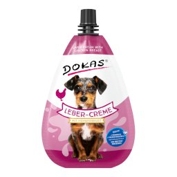 85g creme de fígado com peito de frango Dokas snack para cães
