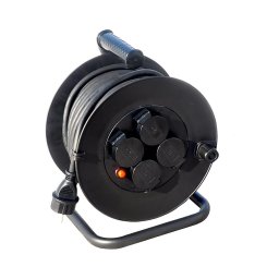Solight PB33 - Cabo extensão em carretel 25m preto IP44