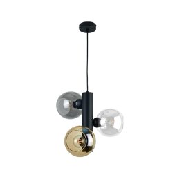 Candeeiro suspenso TUBE 3xE27/60W/230V preto/fumado bege/transparente
