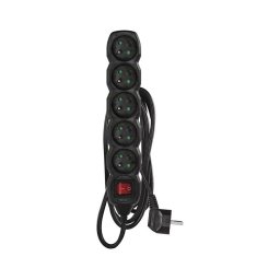 Cabo de extensão 3m 5Z com interruptor, preto