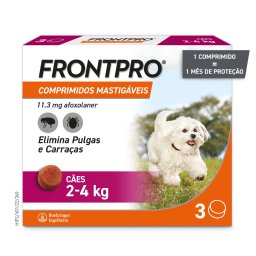 3 comprimidos Frontpro comprimidos antiparasitários para cães de 2 a 4 kg
