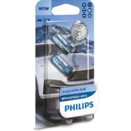 Lâmpada secundária PHILIPS W5W WhiteVision Ultra 12V/5W, 2 Peça