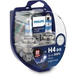 Lâmpada de halogéneo PHILIPS H4 RacingVision GT200 12V/60/55W, 2 Peça