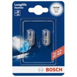 Lâmpada secundária BOSCH W5W Longlife Daytime 12V/5W, 2 Peça