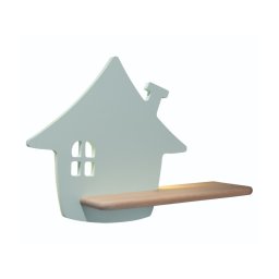 LED Luminária de parede infantil HOUSE LED/4W/230V verde/madeira com prateleira