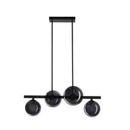 Candeeiro suspenso KAMA 4xG9/28W/230V preto/fumado preto