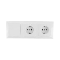 Aigostar - Conjunto de 2 tomadas domésticas com interruptor 2x16 A/250 V SCHUKO