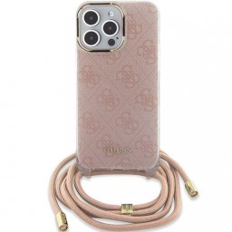 Capa Iphone 15 Pro GUESS com Cordão e Estampado Rosa (GUHCP15LHC4SEP)